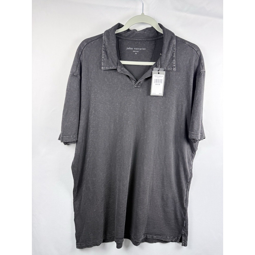 John Varvatos Men's XL Polo Shirt Mineral Black Washed Short Sleeve NWT